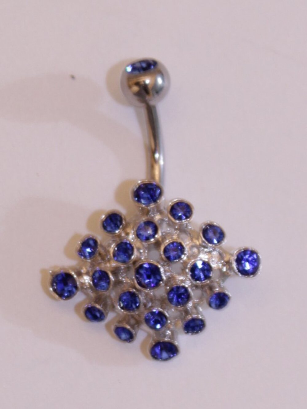 Luxury Blue Sparkly Rhinestone Crystal Silver Belly Button Ring